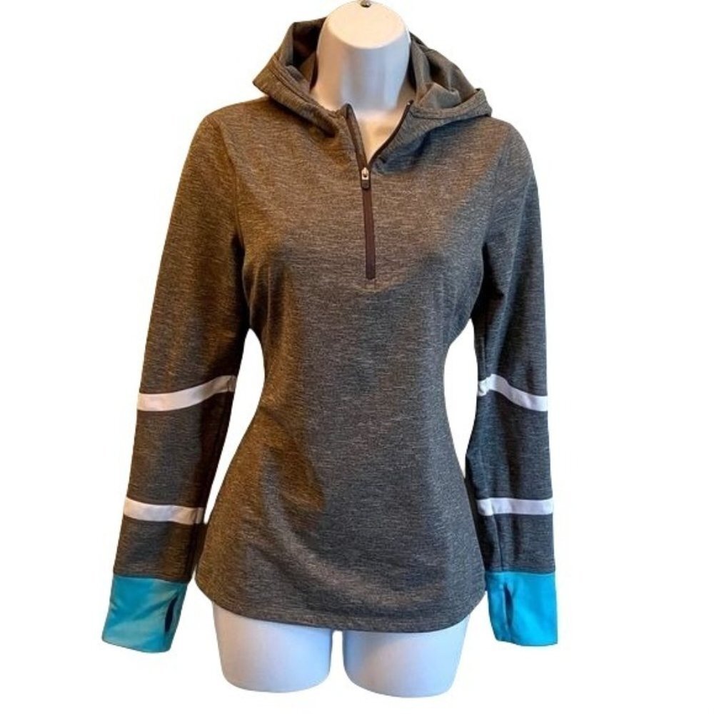 Gap Fit Pullover Hoodie with Back Zip Pocket Thumb Holes Small